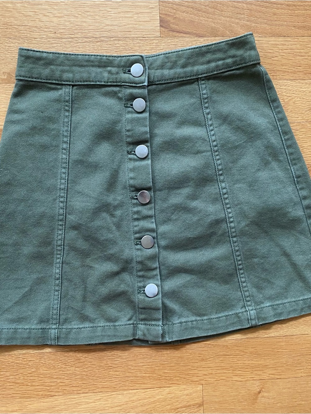 H&M Olive Green Button-Front Mini Skirt